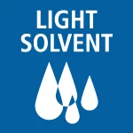 Logo 'Light Solvent' avec trois gouttes d'eau