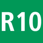 Plaque verte avec inscription blanche R10