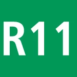 Signe vert 'R11' sur fond blanc