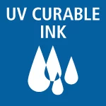 Logo encre UV avec gouttes blanches